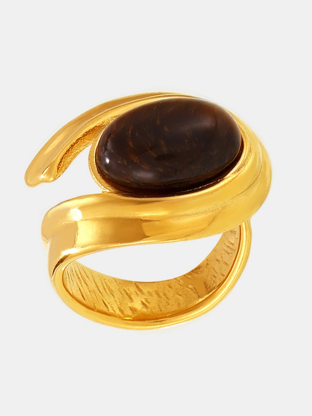 Set aus Tigeritring und C-Creolen aus Edelstahl