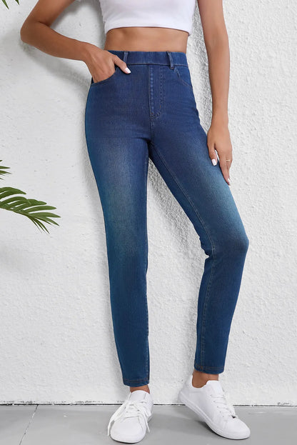 High Waist Skinny Jeans mit Taschen