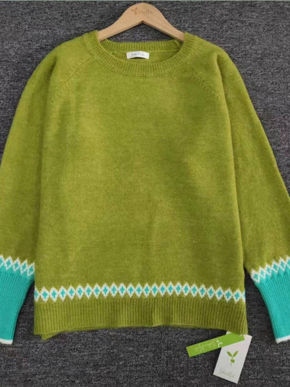 Pullover mit Rundhalsausschnitt und langen Ärmeln in Kontrastfarbe