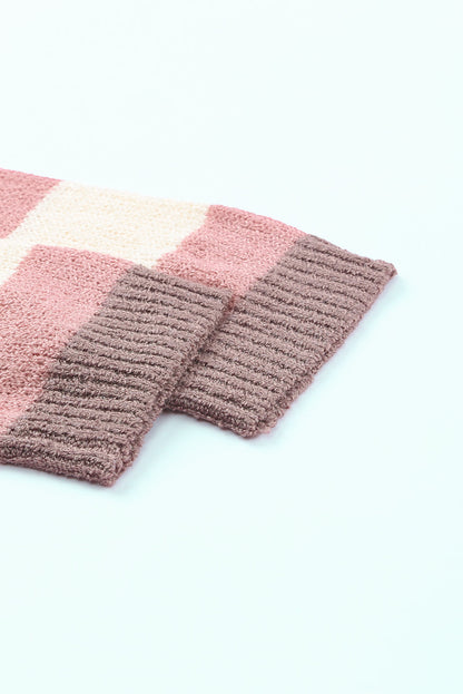 Langarm-Kapuzenpullover mit Farbblock und Kordelzug