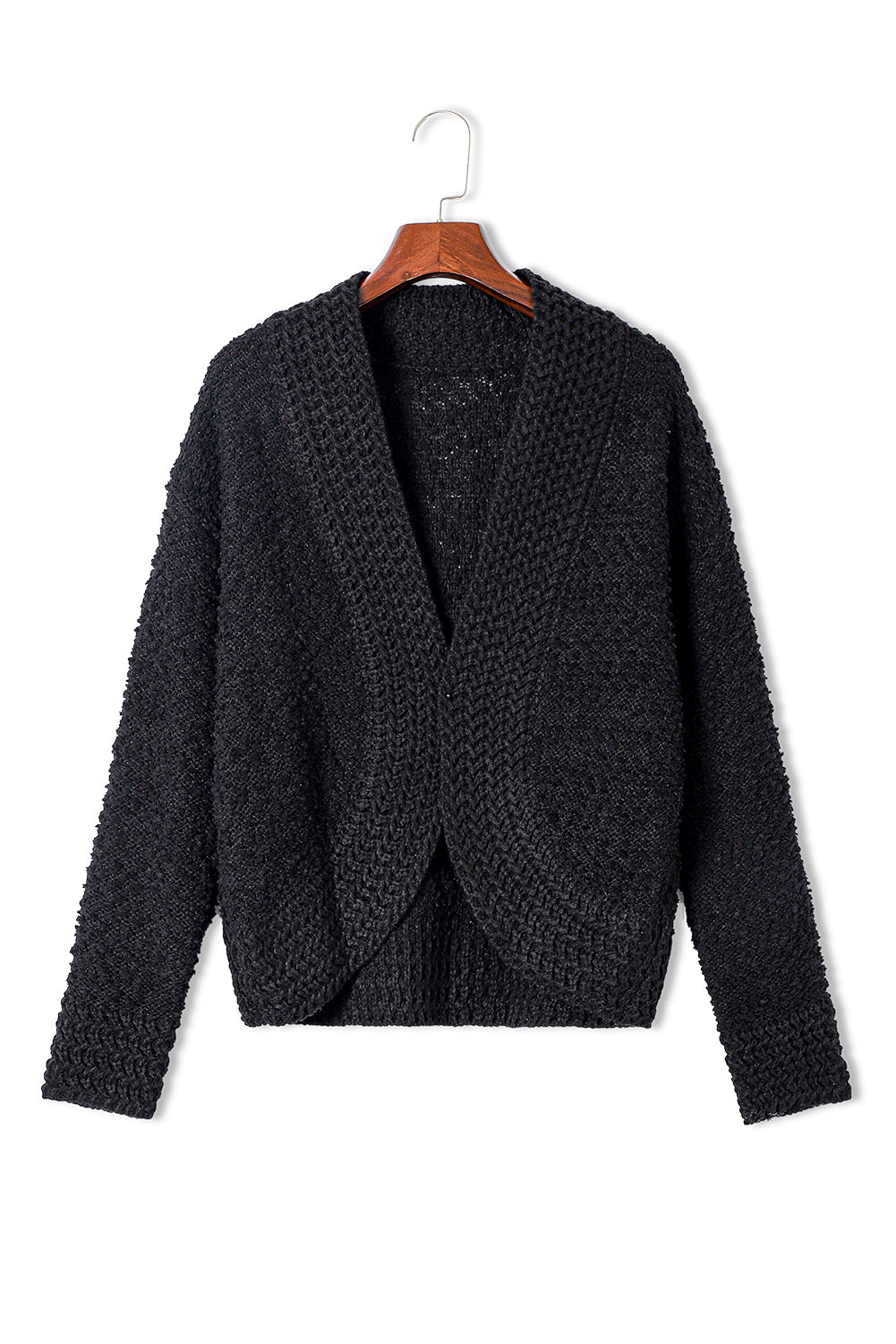 Einfarbige Strickjacke mit offener Vorderseite