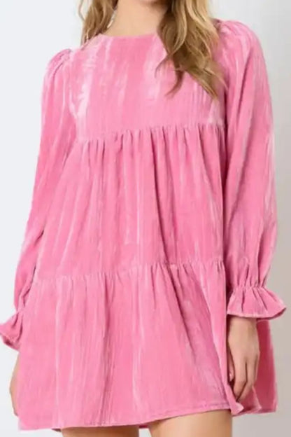 Minikleid mit Rundhalsausschnitt und Volantärmeln