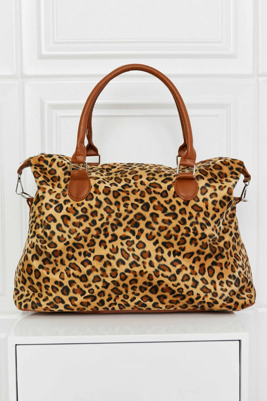 Gebürstete Weekender-Tasche mit Animal-Print