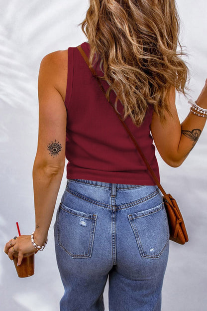 Waffelstrick-Tanktop mit U-Ausschnitt