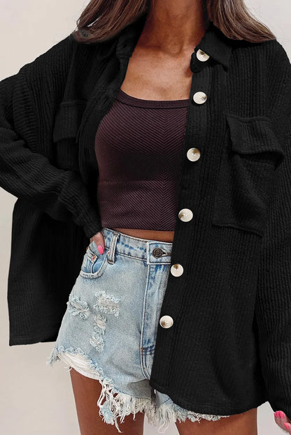Langärmlige Hemdjacke mit Knopfleiste