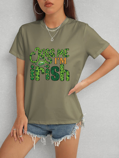 KISS ME I'M IRISH T-Shirt mit Rundhalsausschnitt