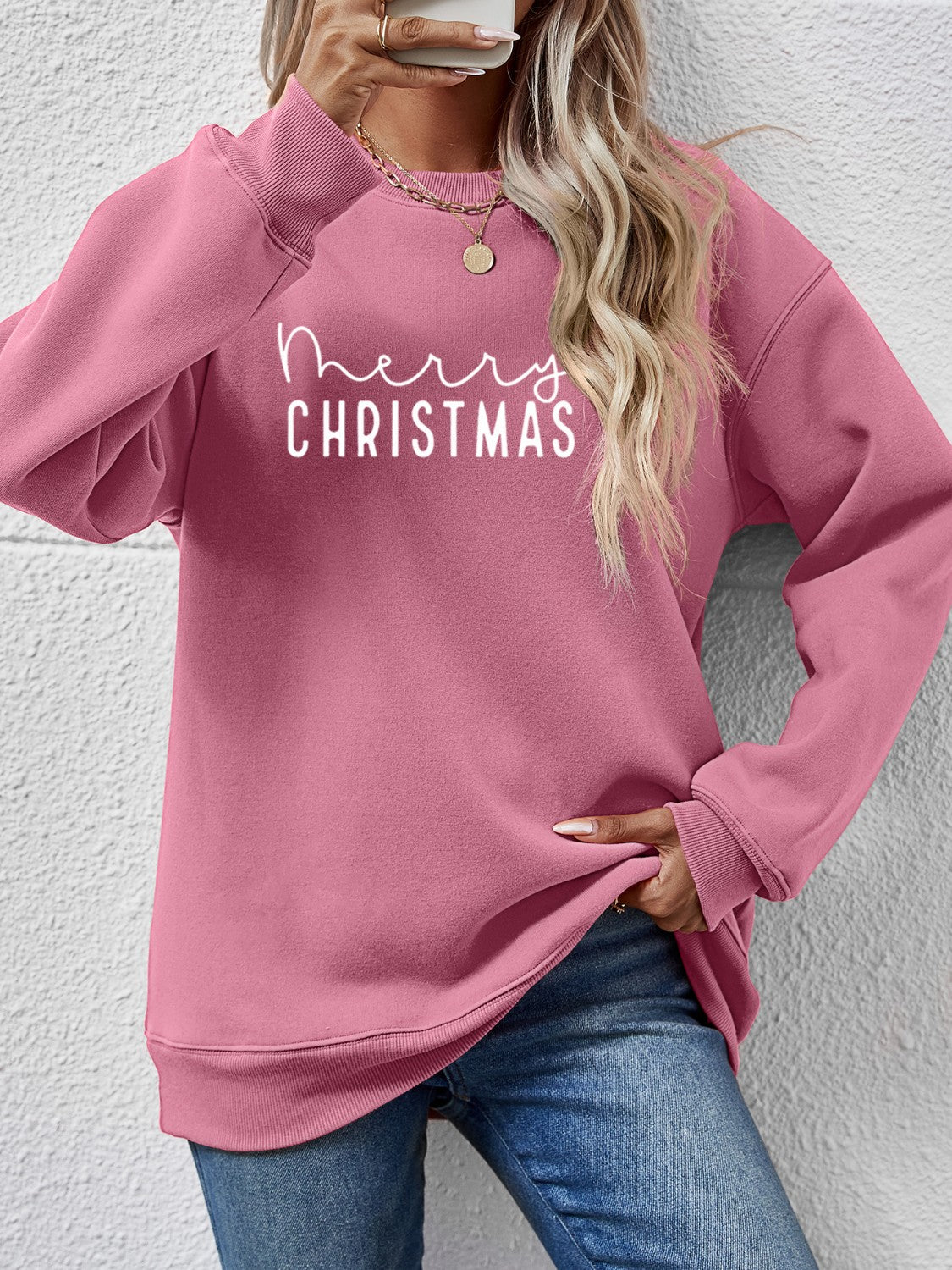 MERRY CHRISTMAS Sweatshirt mit überschnittenen Schultern
