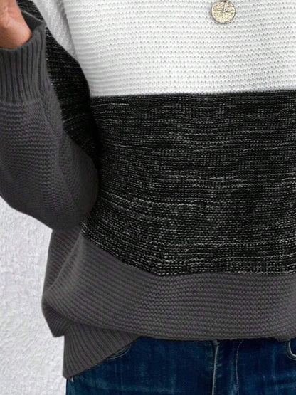 Pullover mit U-Boot-Ausschnitt und Farbblockdesign