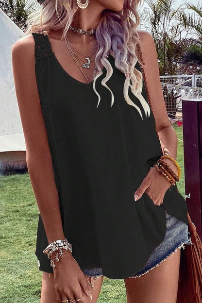 Durchbrochenes Tanktop mit V-Ausschnitt