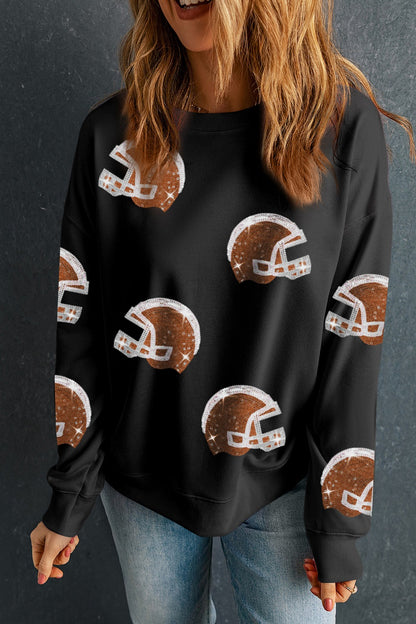 Pailletten-Sweatshirt mit Rundhalsausschnitt und langen Ärmeln