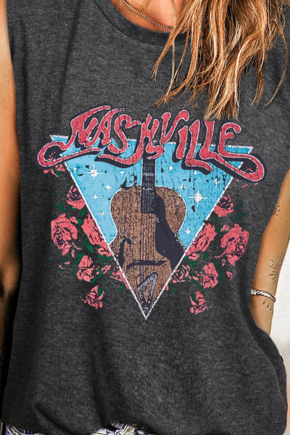 NASHVILLE Grafik-Tanktop mit Rundhalsausschnitt