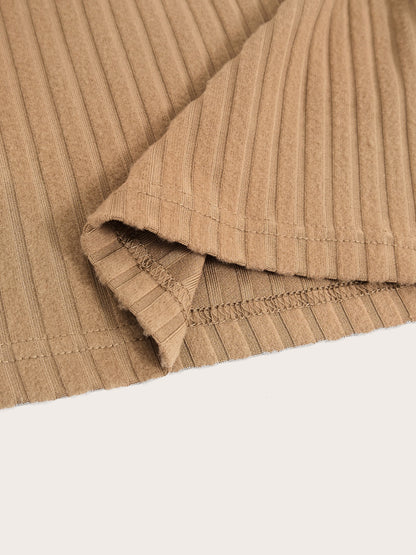 Ribbed Off-Shoulder Long Sleeve Top