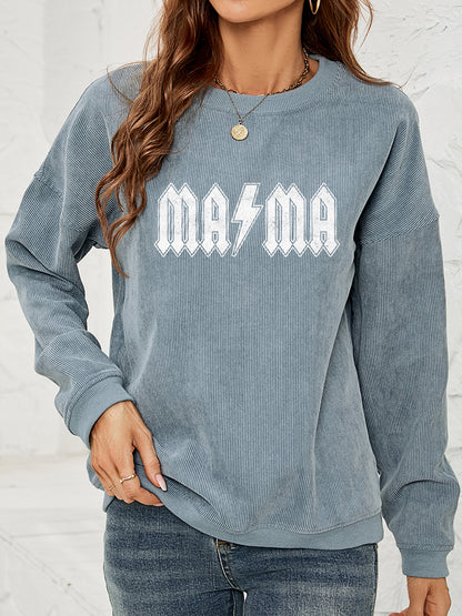 MAMA – Sweatshirt mit überschnittener Schulter und Grafik