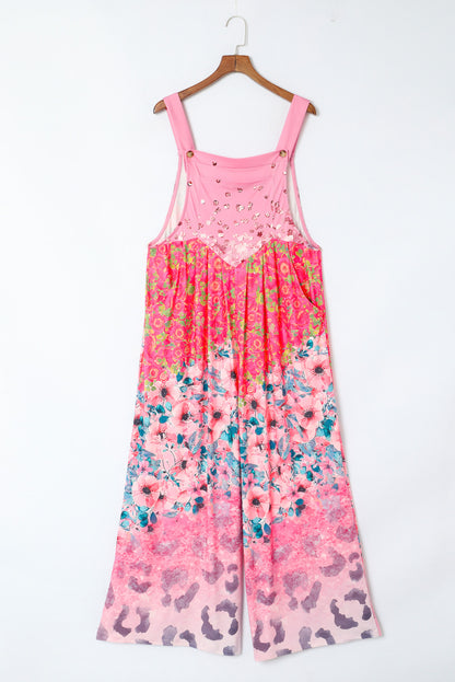 Mono estampado con tirantes anchos y cuello cuadrado