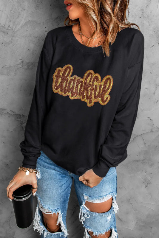 THANKFUL Langarm-Sweatshirt mit Rundhalsausschnitt