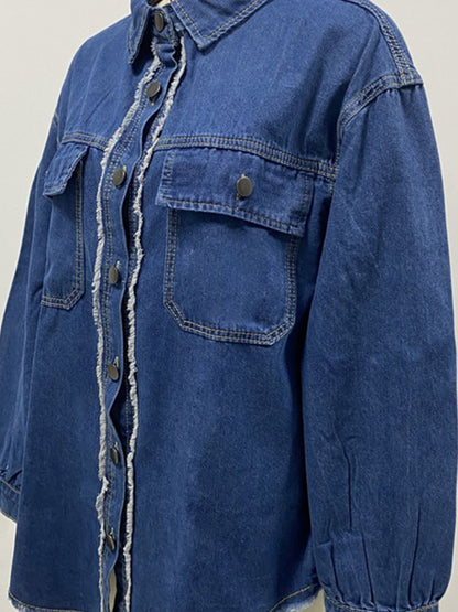 Langärmliges Jeanshemd mit Taschen und Kragen