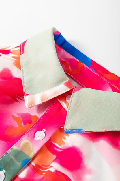 Langarmhemd mit abstraktem Druck und Kragen