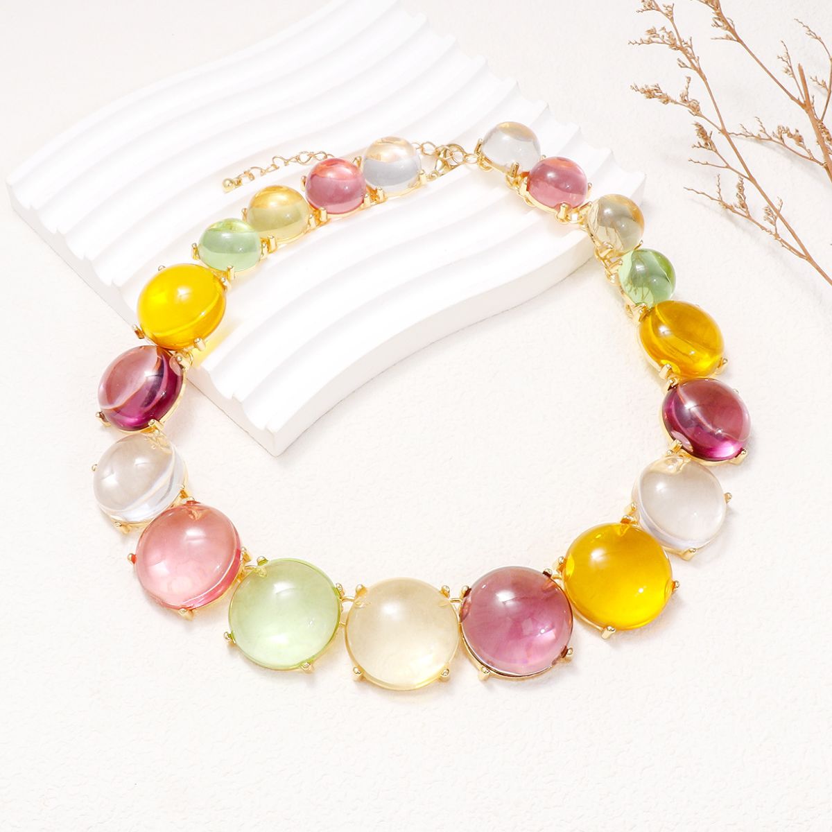 Halskette aus Legierung und rundem Strass