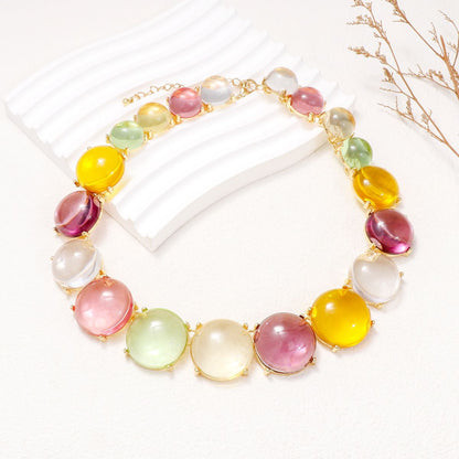 Halskette aus Legierung und rundem Strass