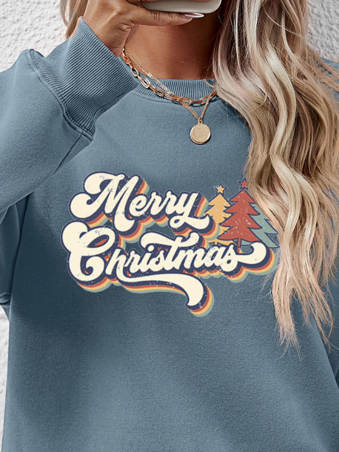 Sweatshirt mit Rundhalsausschnitt und Weihnachtsbuchstabengrafik