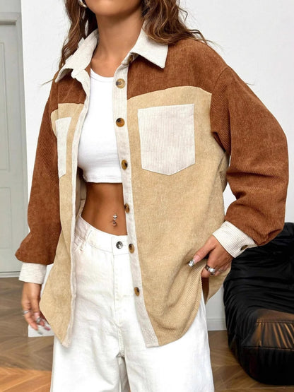 Langarmhemd mit Farbblock-Kragen