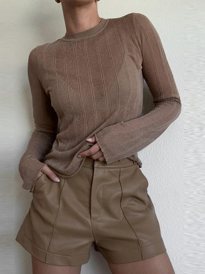 T-Shirt mit Rundhalsausschnitt und langen Ärmeln