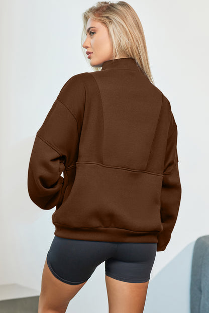 Sweatshirt mit halblangem Reißverschluss und überschnittener Schulter