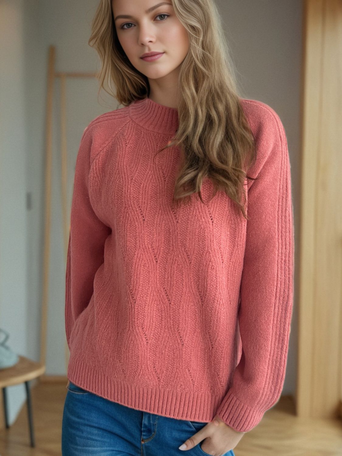 Pullover mit Rollkragen und langen Ärmeln