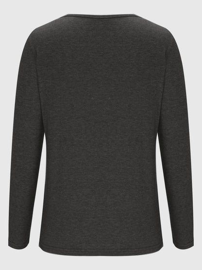 Crisscross V-Neck Long Sleeve T-Shirt