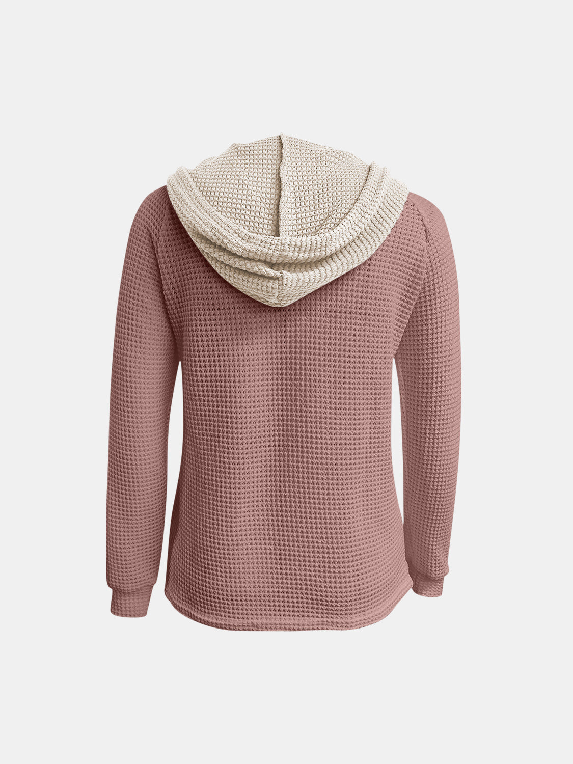 Kapuzenpullover mit langen Ärmeln und Waffelstrick in voller Größe und Kontrast