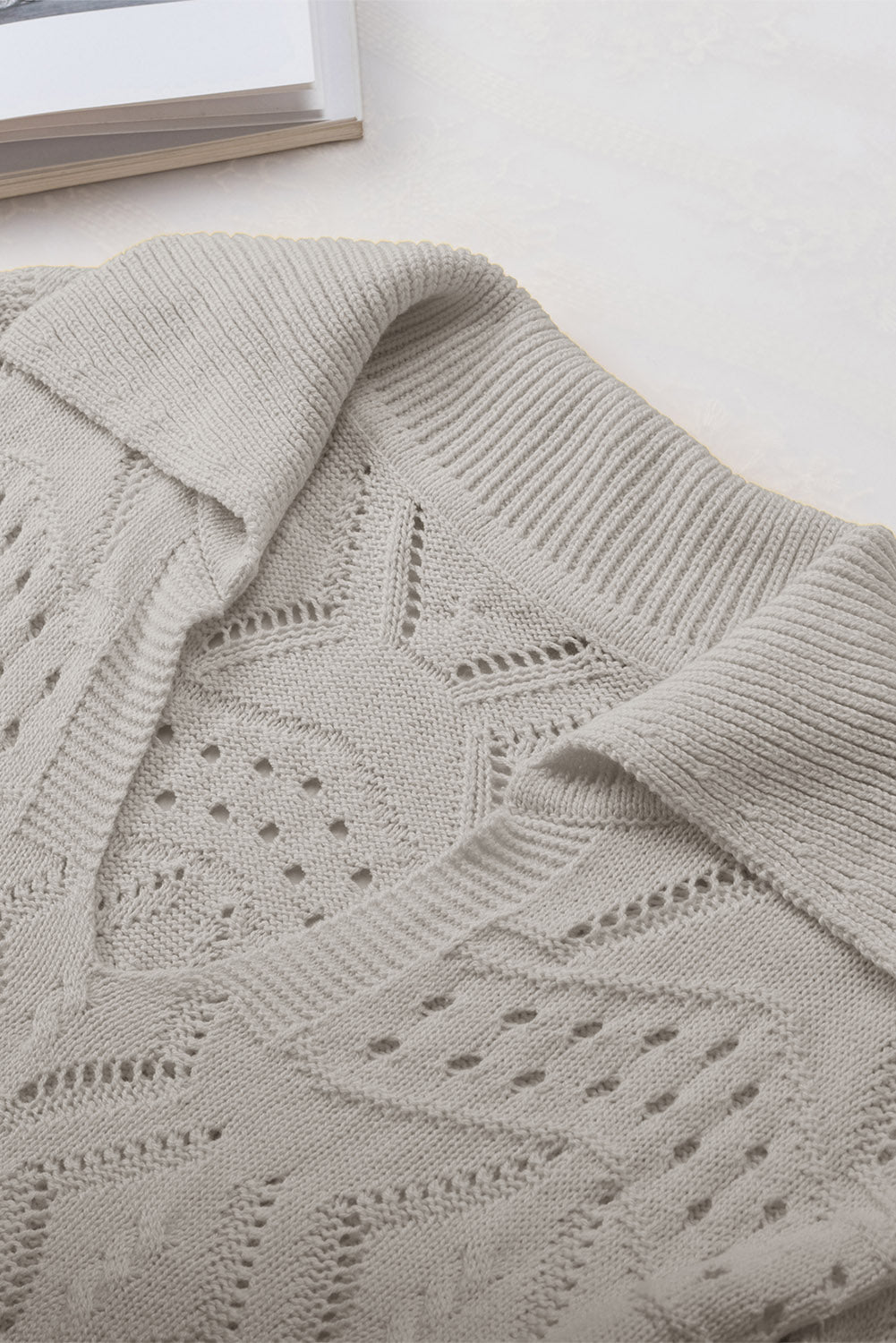 Pullover mit Johnny-Kragen und Hohlsaum