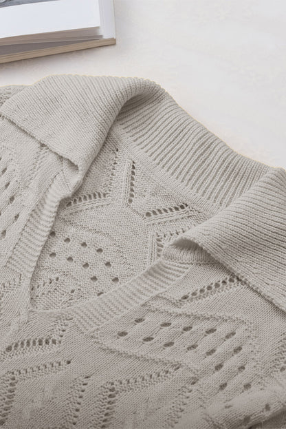 Pullover mit Johnny-Kragen und Hohlsaum
