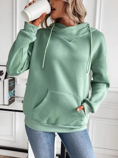 Langärmliger Hoodie mit Kordelzug und Kängurutasche
