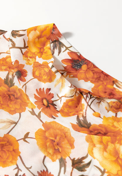 Bedrucktes Oberteil mit Stehkragen und ausgestellten Ärmeln