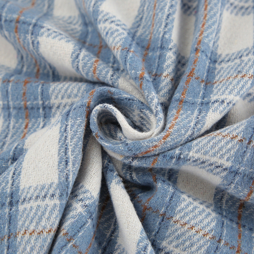 Karierte, langärmlige Jacke mit Knöpfen