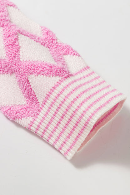 Geometrische Strickjacke mit offener Vorderseite und langen Ärmeln