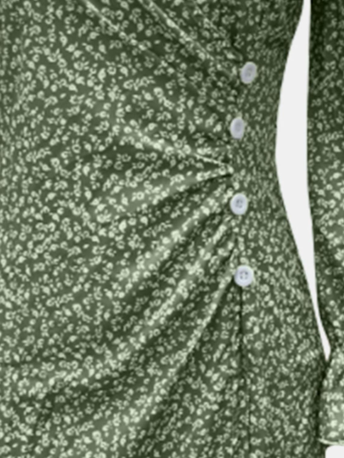 Bedrucktes, langärmliges Midikleid in Übergröße