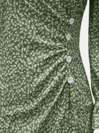 Bedrucktes, langärmliges Midikleid in Übergröße