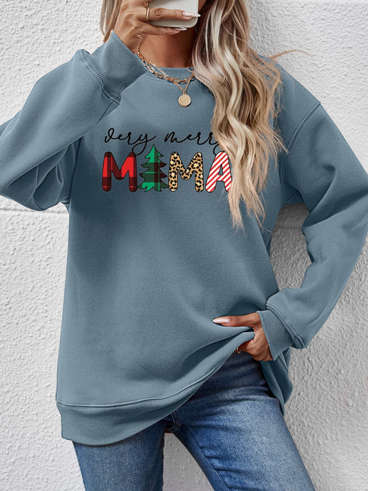 Sweatshirt mit Rundhalsausschnitt und Buchstabengrafik und Langen Ärmeln