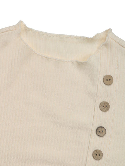 Perfee Bodysuit mit dekorativen Knöpfen, Rundhalsausschnitt und langen Ärmeln