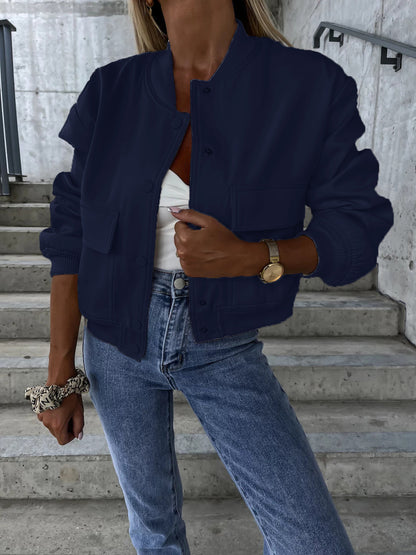 Jacke mit Baseballkragen und überschnittenen Schultern