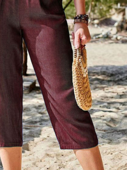 Caprihose mit elastischer Taille und Taschen