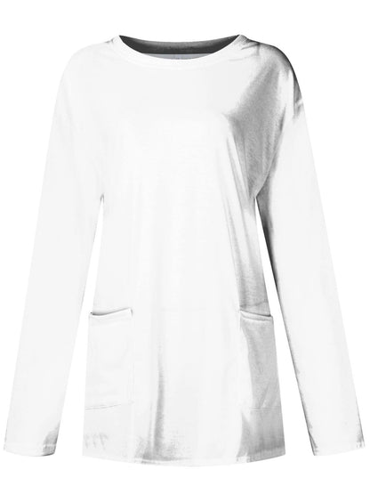 Langarm-T-Shirt mit Rundhalsausschnitt und Taschen in voller Größe