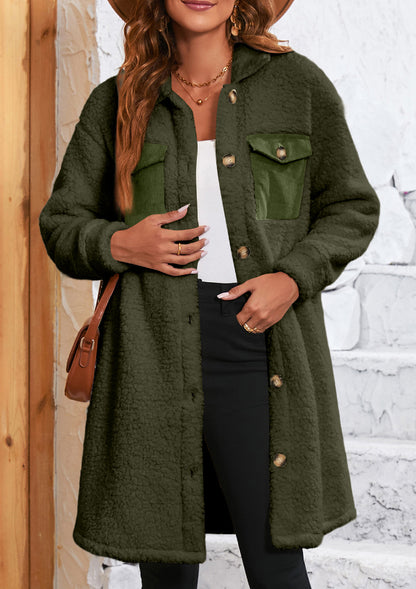 Lange Teddyjacke mit Kragen und langen Ärmeln