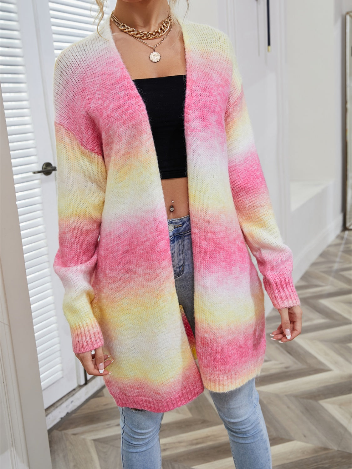 Angel Wings Strickjacke in voller Größe mit Farbverlauf und offener Vorderseite