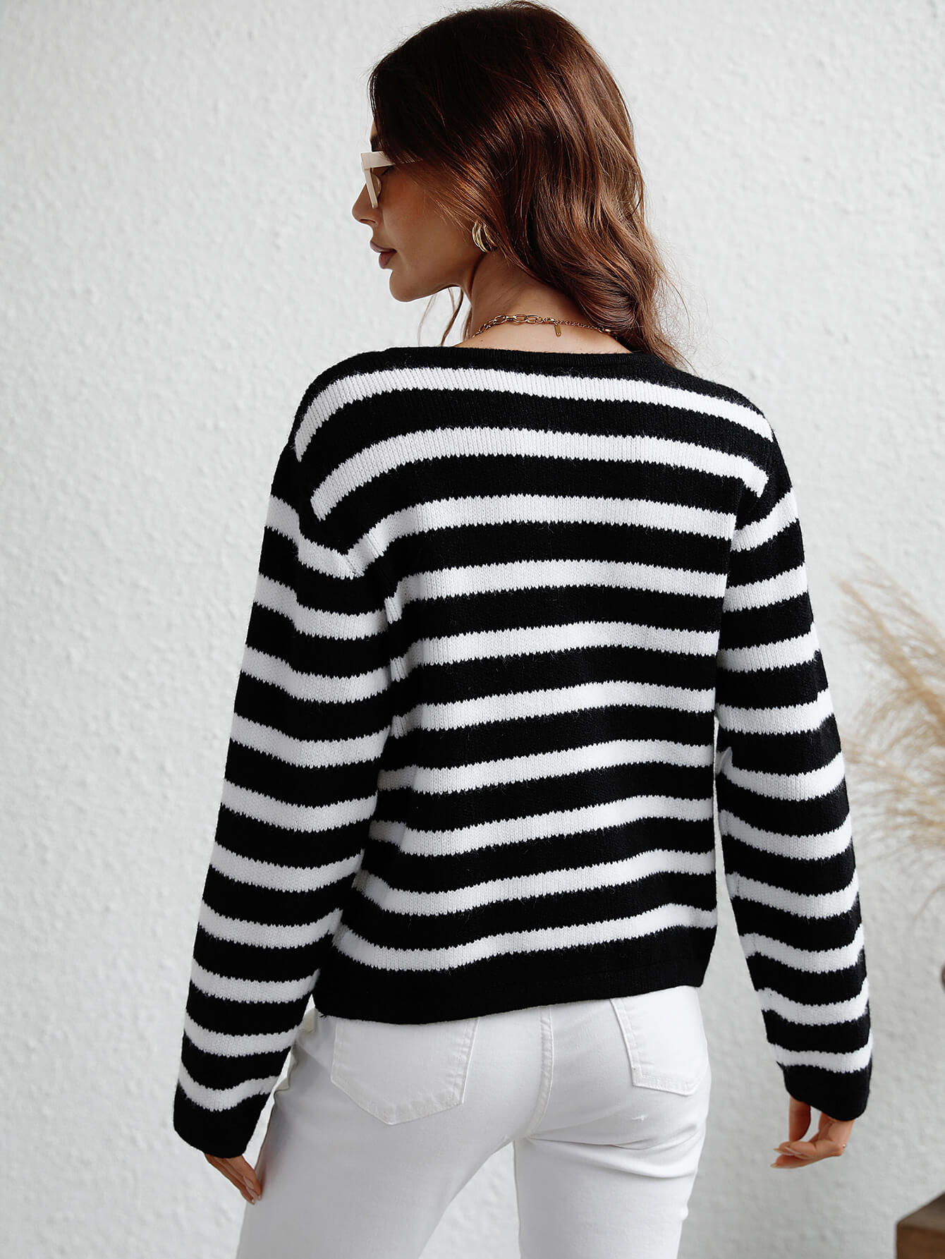 Gewebter Cardigan mit Streifen und Knopfleiste vorne