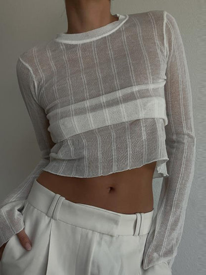 T-Shirt mit Rundhalsausschnitt und langen Ärmeln