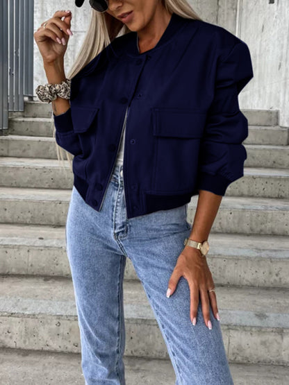 Jacke mit Baseballkragen und überschnittenen Schultern