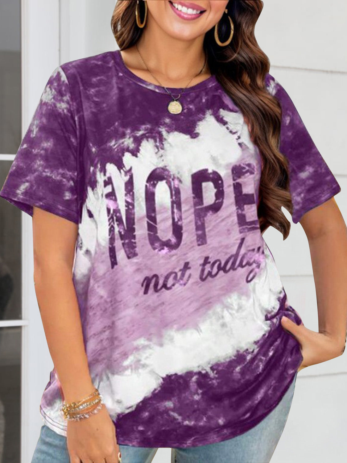 NOPE NOT TODAY T-Shirt mit Rundhalsausschnitt und kurzen Ärmeln