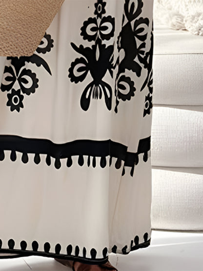 Bedrucktes ärmelloses Maxikleid mit Spaghettiträgern